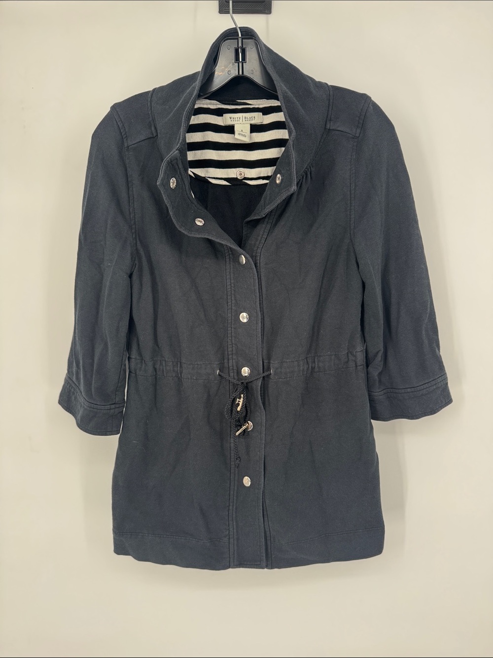 White House Black Market Black Drawstring-Detail Utility Jacket Size S